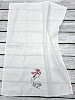 Полотенце кухонное с вышивкой "Снеговик с санками"
