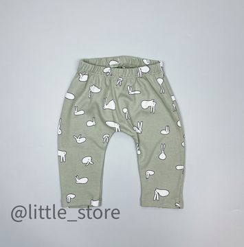 Штанишки хлопковые "Смешные зайки" темно-оливковый