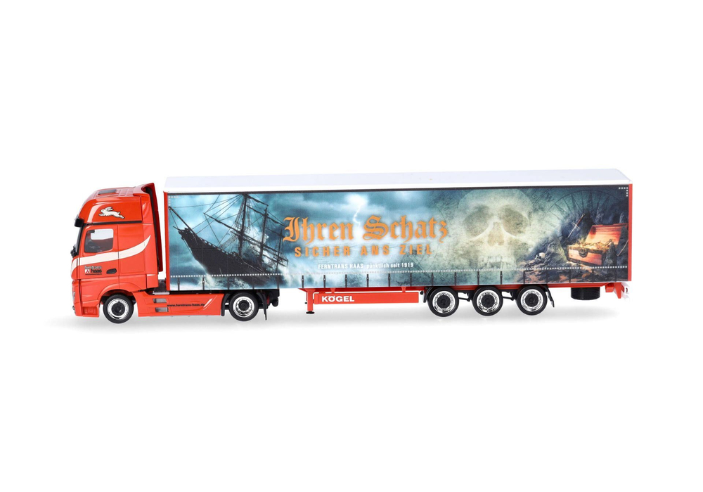 Грузовик Mercedes-Benz Actros L Gigaspace Lowliner тентованный полуприцеп "Ferntrans Haas" (Баден-Вюртемберг / Шенкенцелль)