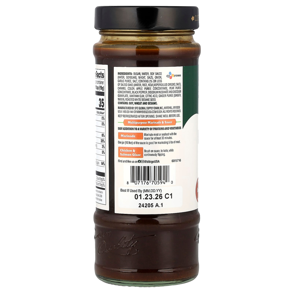 Bibigo, Маринад и соус, корейское барбекю, оригинальный вкус, 480 г (16,9 унции)