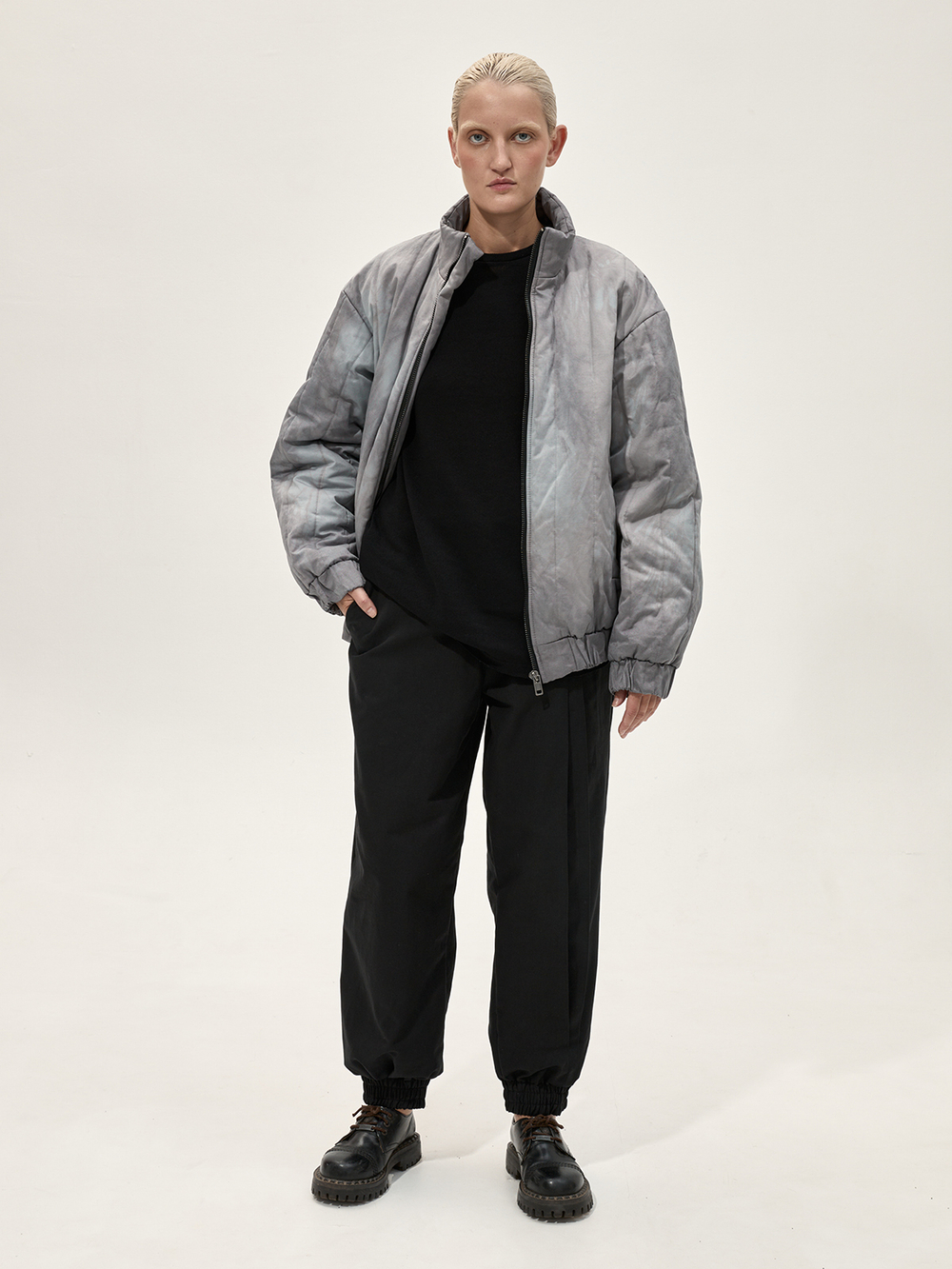 Бомбер стеганый вареный "Беломорканал". Сине-бурый