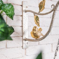 Кронштейн для цветов Птичка Терра Ливз Айвори Мраморное золото