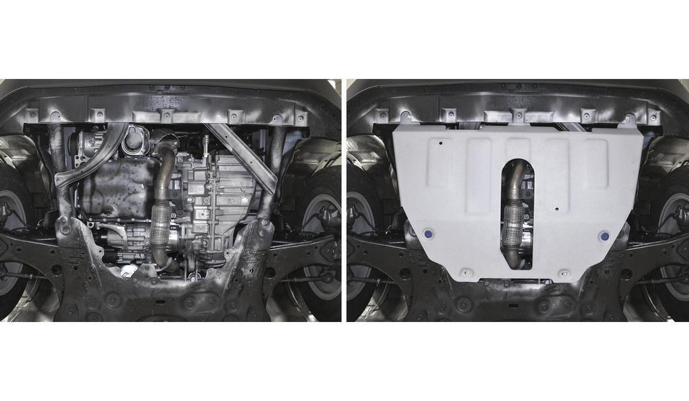 Защита картера и КПП Rival для Jeep Compass II (V - 2.4 (150 л.с.)) 4WD 2017-н.в./Jeep Renegade (V - 1.4 (170 л.с.)) 4WD 2014-2018 2018-н.в., штампованная, алюминий 4 мм, с крепежом, 333.2743.1