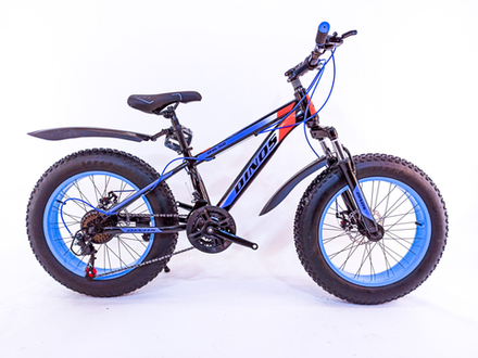 Велосипед Fatbike Dinos 20" 21скор (стальная рама,диск. тормоз) Черно-синий (DIN-23-4)