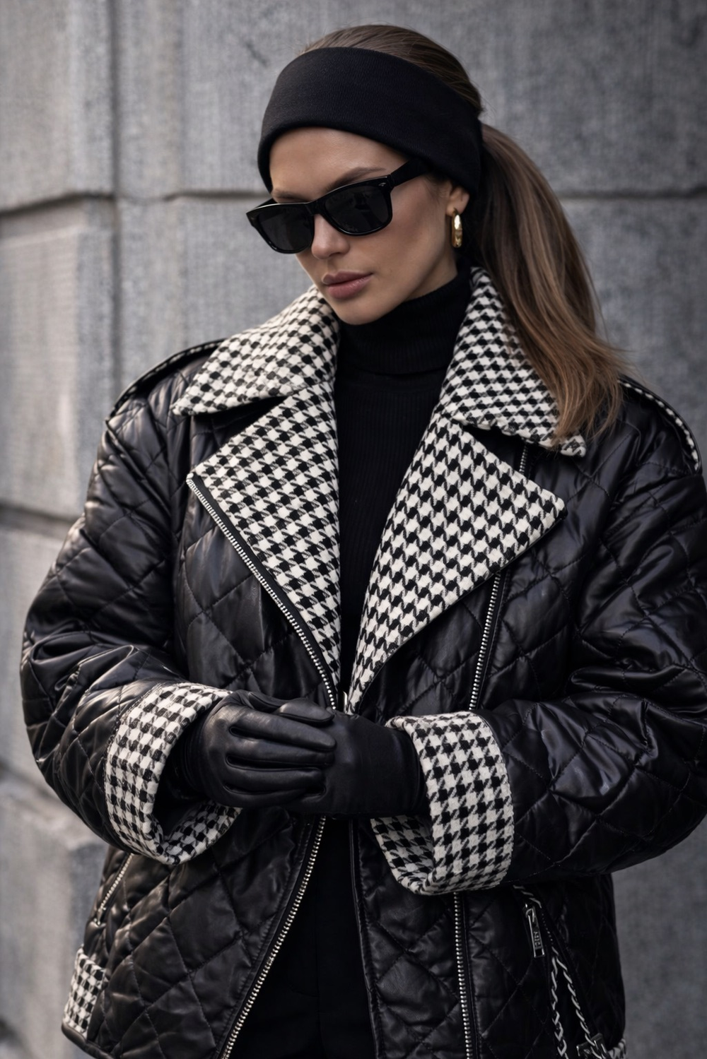 Куртка- косуха с акцентными лацканами