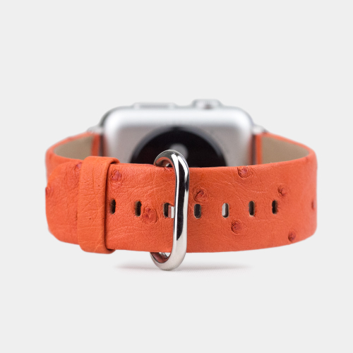 Ремешок для Apple Watch 44/45/46 mm из кожи страуса, оранжевого цвета