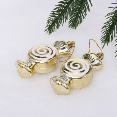 Елочные игрушки «Карамельки» 7,5 см (набор 2 шт), Золото
