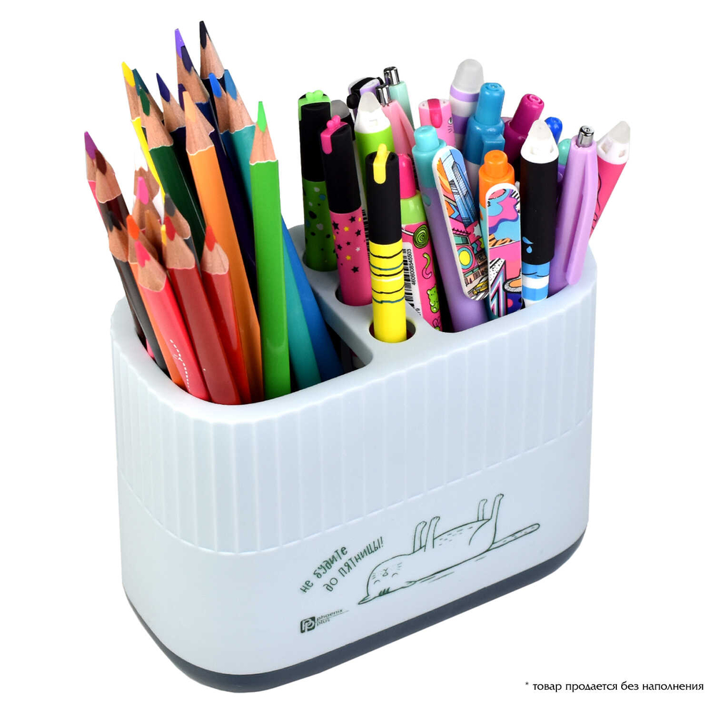 Подставка для канцелярских принадлежностей, арт.62681/ 24 КОТ НА ГОЛУБОМ 13,8х10х7 см