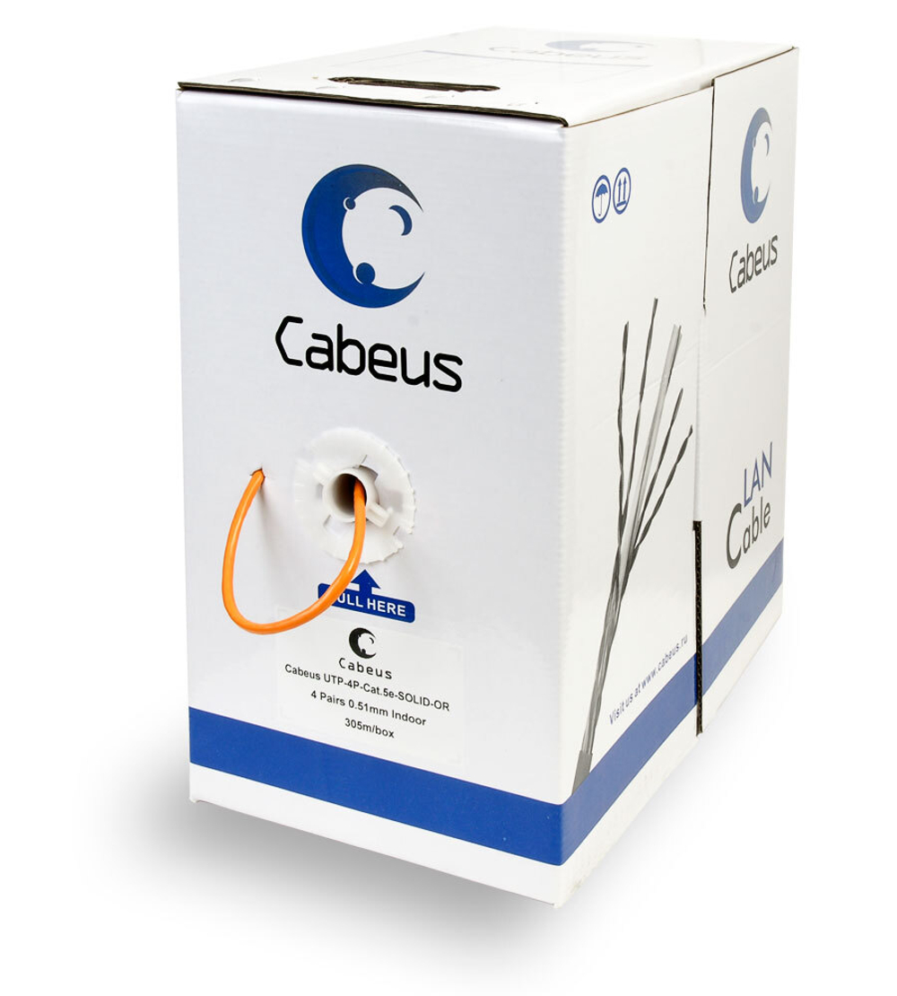 Кабель витая пара U/UTP 5e кат. 4 пары Cabeus UTP-4P-Cat.5e-SOLID-OR