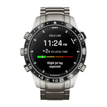 Спортивные часы Garmin MARQ Aviator (Gen 2), титановый блочный браслет, чёрный силиконовый ремешок Безель из титана и керамики, корпус из титана, AMOLED-дисплей с куполообразным сапфировым стеклом. Блочный браслет с раскладывающейся застёжкой и силиконовы