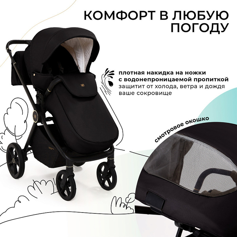 Детская коляска Sweet Baby Stella Plus Therma 2 в 1 427414 Black