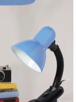 Светильник настольный Е27 LEEK TL-108 BLACK голубой прищепка пакет (36)
