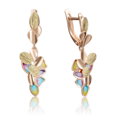 Серьги с английским замком из комбинированного золота c эмалью Артикул: 02-4175-00-000-1113-48