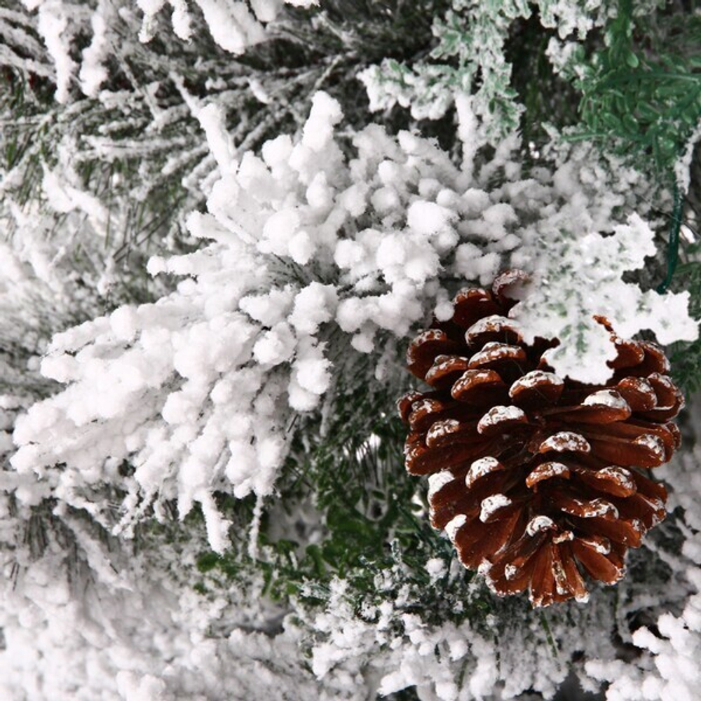 Ёлка «Кружевница» 300 см, ПВХ+леска с шишками белая снежная посыпка (1436 веток)