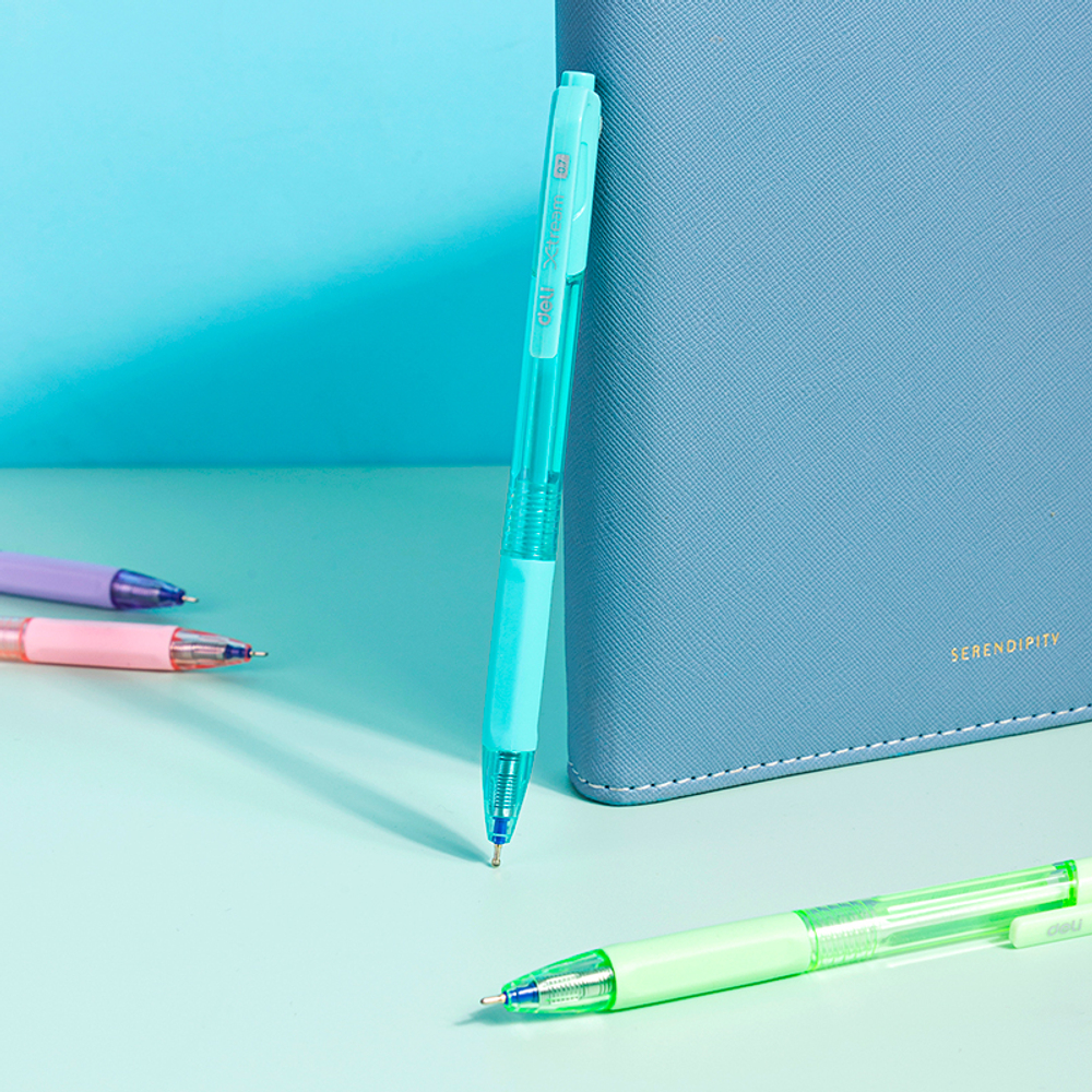 Ручка шариковая DELI "Smooth Q199" автоматическая, 0,7 мм, синяя, грип