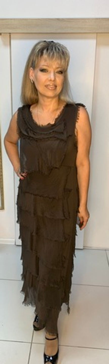 Платье-сарафан с эффектной шифоновой "рванкой"