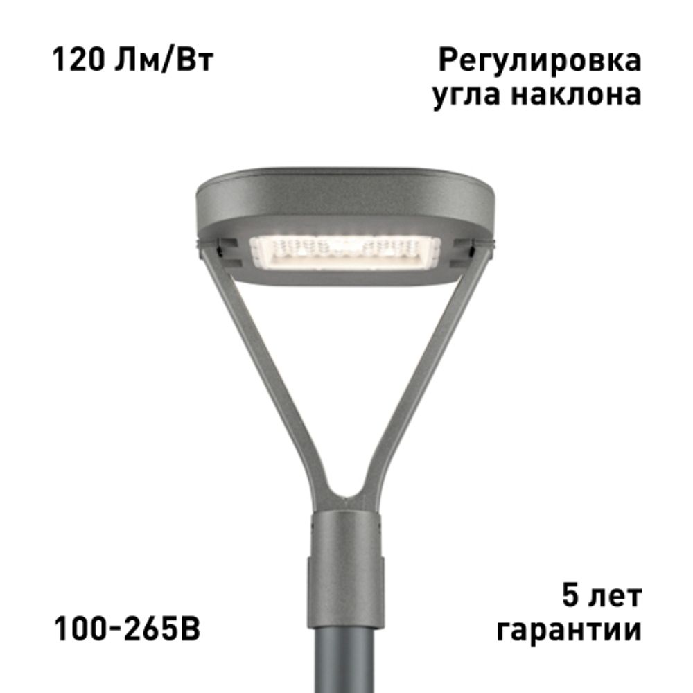 Светильник светодиодный садово-парковый ЭРА SPP-505-0-50K-050 50Вт 6000лм 5000K IP65 КСС Д серый