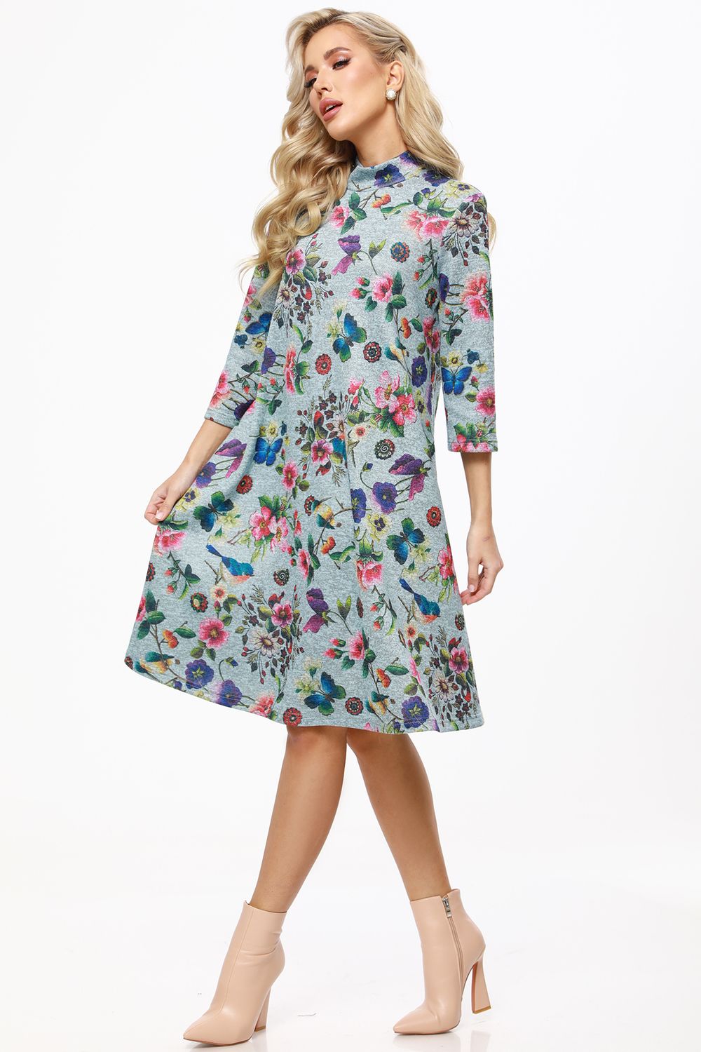 Платье трикотажное А-силуэт с воротником-стойка DStrend (Акция)