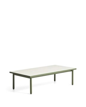 Уличный столик Maurina из зеленой стали с плиткой цвета экрю 122 x 61 см