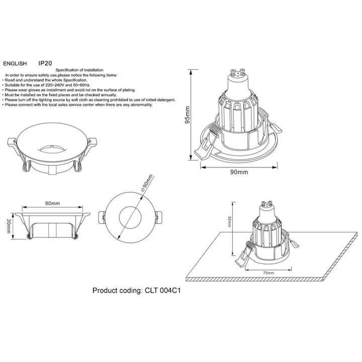 Встраиваемый светильник Crystal Lux CLT 004C1 GO