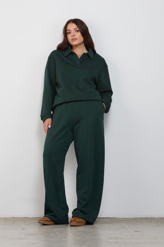 Поло из футера, темно-зеленый