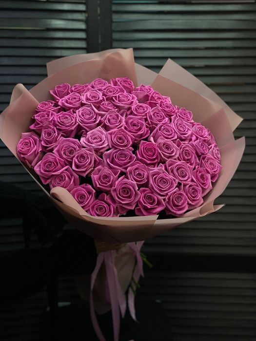 Букет из 51 голландской розы 70 см (цвет роз на выбор) #1968