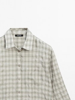 Massimo Dutti Рубашка свободного кроя в клетку из 100% купро, серый