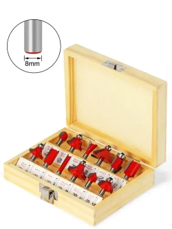Набор фрез по дереву (хвостовик 8 мм, 12 предметов) с коробкой