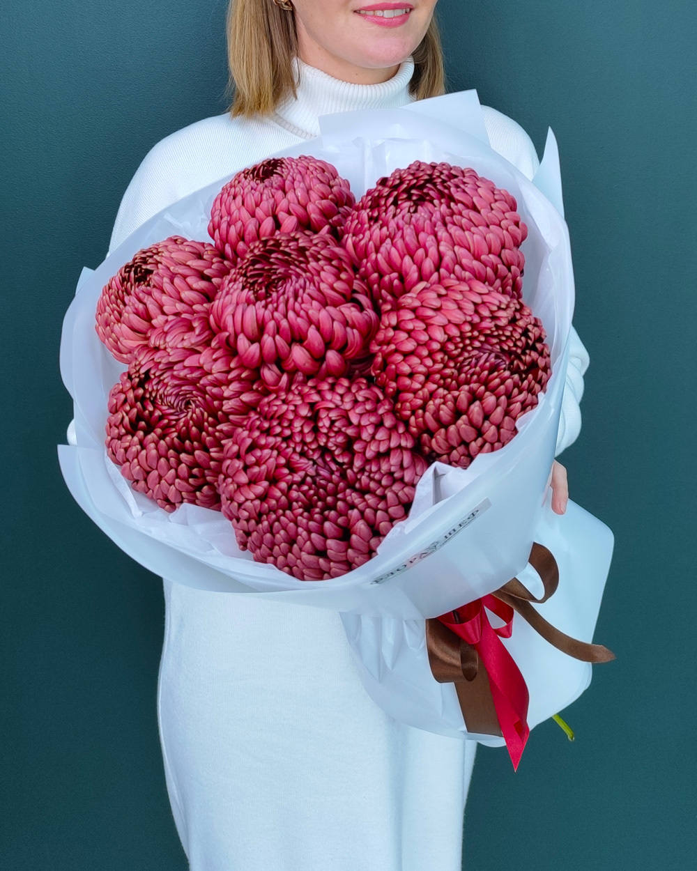 Хризантема Бигуди Ред,7 веток (00386)