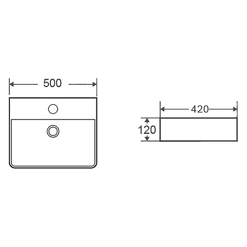 Раковина накладная Azario 500х420х120 прямоугольная, белый (AZ-2173-S)