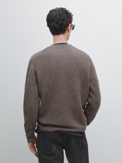 Massimo Dutti Свитер с круглым вырезом из смесовой шерсти, норка