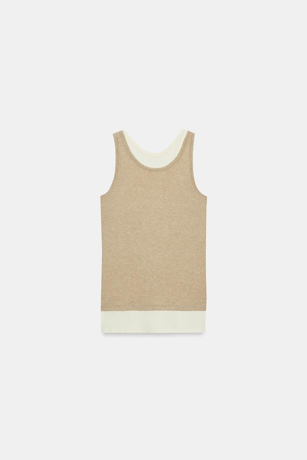 ZARA ТОП С ДВОЙНЫМИ БРЕТЕЛЯМИ, ЭКРЮ/БЕЖЕВЫЙ