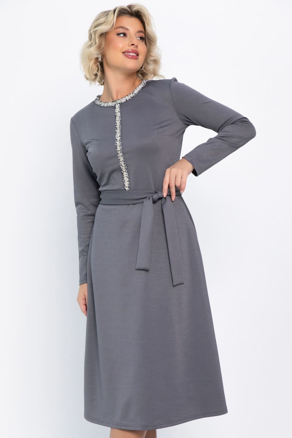 Платье трикотажное Парижанка (серое) П14786-10М LT Collection