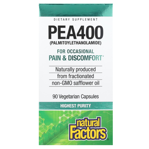 Natural Factors, PEA400, пальмитоилэтаноламид, 400 мг, 90 вегетарианских капсул
