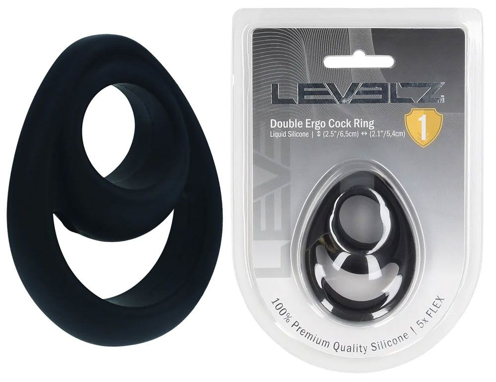 Черное эрекционное кольцо Double Ergo Silicone Cockring (Цвет: черный)