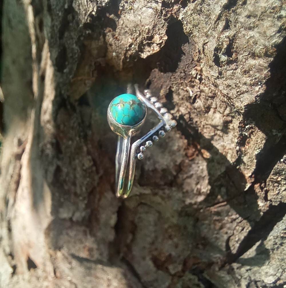 Кольцо КОРОНА АЖУР-5, серебро/бирюза