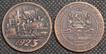Один полтинник (50 копеек) 1923 года РСФСР. Поезд. Локомотив. Копия монеты медь патина гурт гладкий