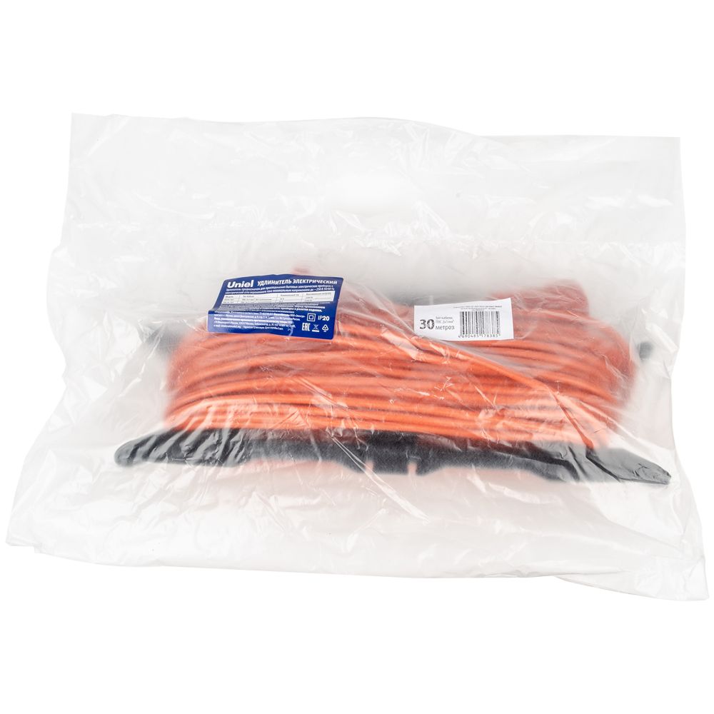 YX10-101 /UCK-1N/2x1,00/30M/F ORANGE Удлинитель силовой на рамке, б/з, 1гнездо, 30м (ПВС 2х1,00), 10A. Оранжевый. TМ Uniel