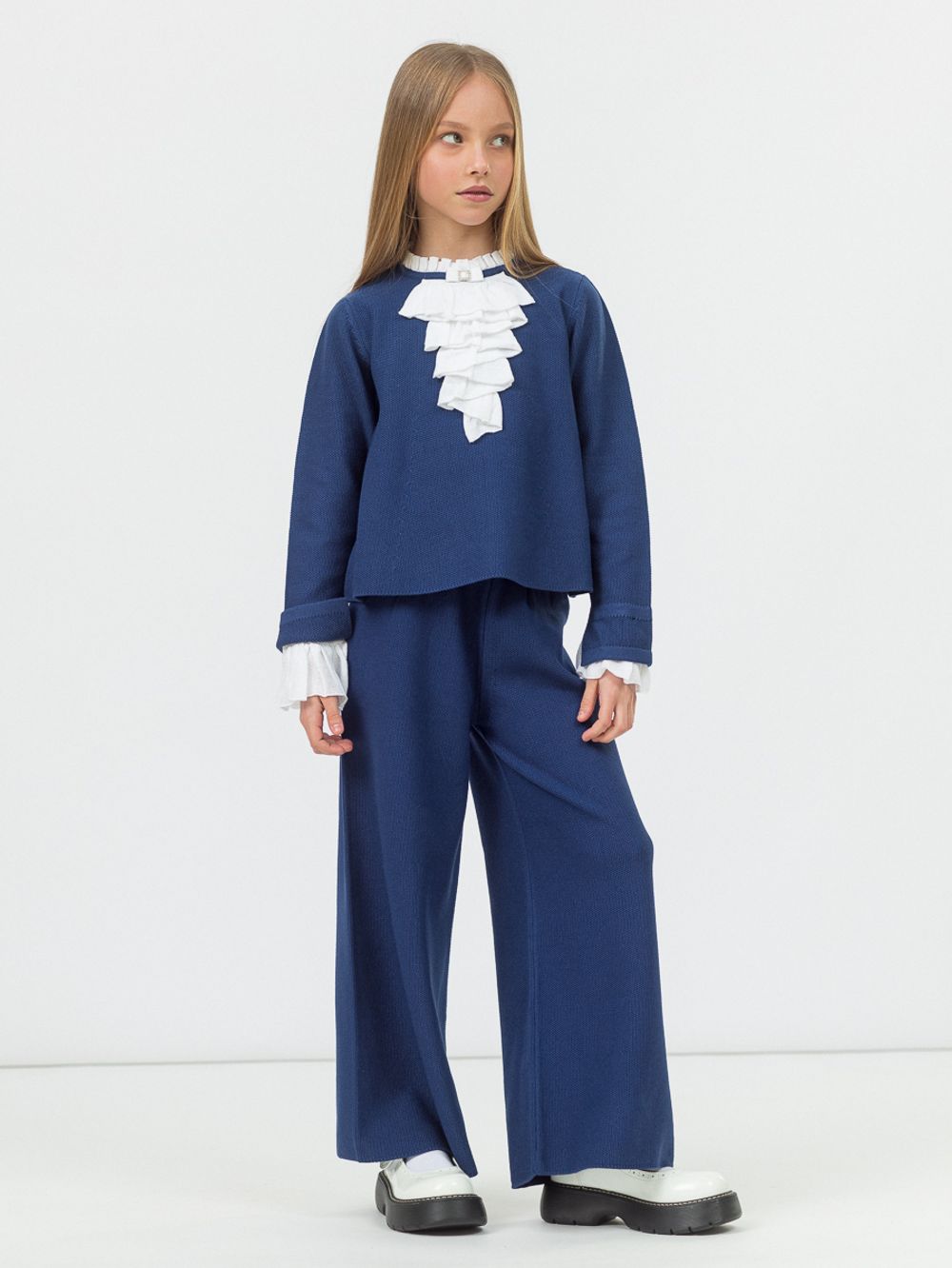 Джемпер для девочки в школу AT1007 сапфировый