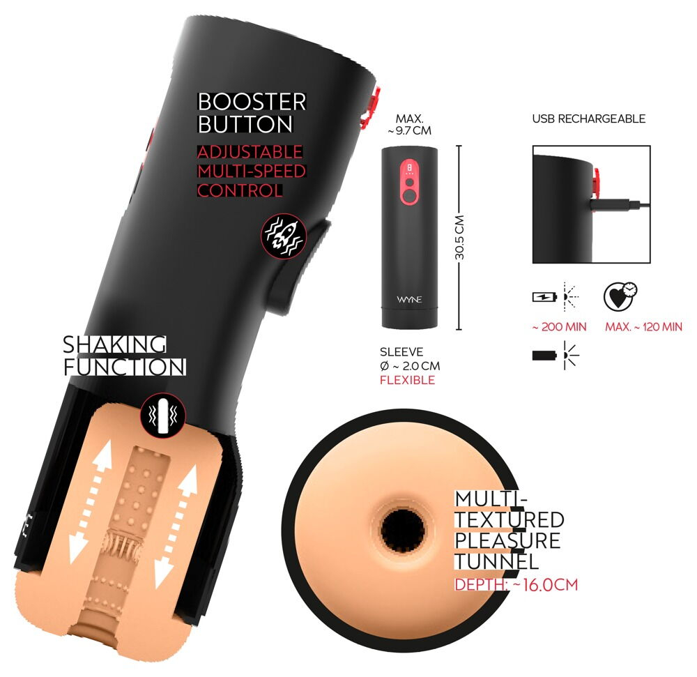 Автоматический мастурбатор WYNE Masturbator 08 (Цвет: телесный с черным)