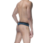 Синие блестящие мужские трусы-стринги