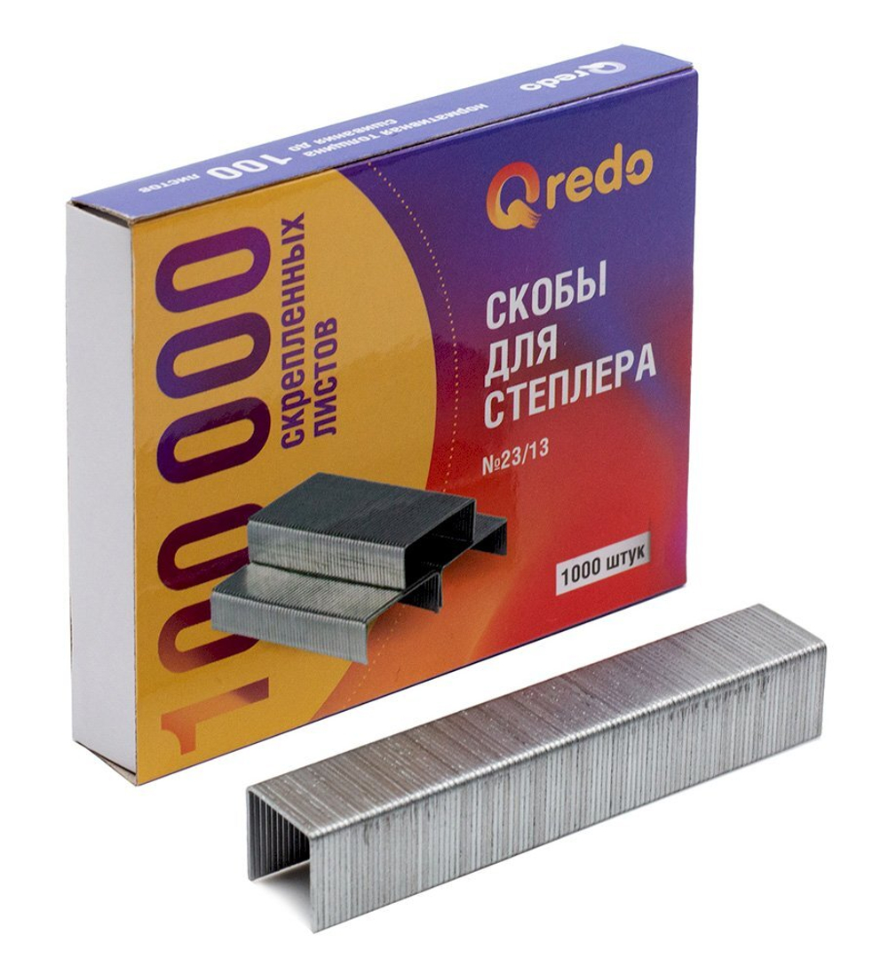Скобы №23/13 Qredo оцинкованные, 1000 штук в упаковке
