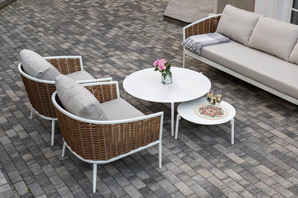 "Тоскана" лаунж-зона из искусственного ротанга, цвет соломенный