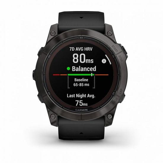 Умные часы Garmin FENIX 7X PRO Sapphire Solar Edition Титановый угольно-серый корпус с DLC-покрытием и черным ремешком