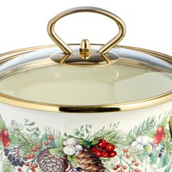 КАСТРЮЛЯ ЭМАЛИРОВАННАЯ AGNESS СО СТЕКЛЯННОЙ КРЫШКОЙ СЕРИЯ "CELEBRATION", 1.5 Л, 16*10 СМ