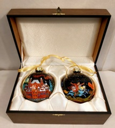 Набор новогодних шаров с полной росписью "Москва" и "Охота"