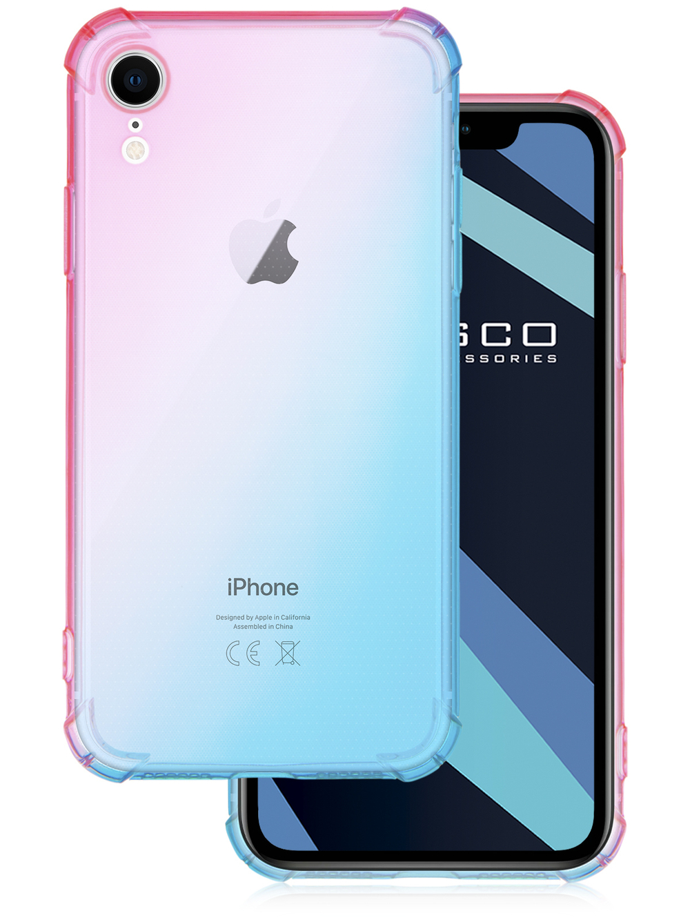 Чехол ROSCO для Apple iPhone XR оптом (арт. IPXR-HARD-TPU-PINK-BLUE)