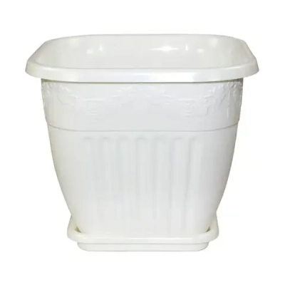 Горшок-Кашпо Лозанна 8л. Квадратный с подставкой (белый) (комплект 16 шт)