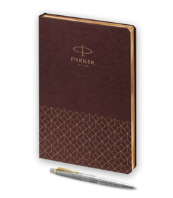 Подарочный набор: Шариковая ручка Parker Jotter Russia SE, цвет: St. Steel GT и Ежедневник  недатированный, коричневый