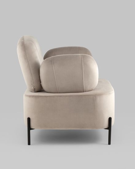 Кресло Кэнди с подлокотниками велюр серо-бежевый